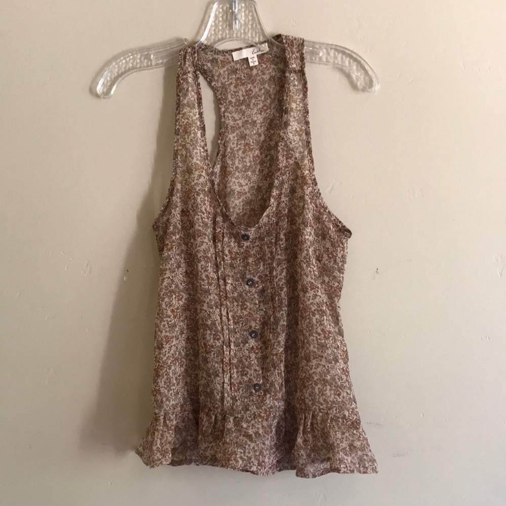 Women’s floral dainty razor back tank with small
